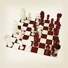 Image showing Chess. 3D illustration. Vintage style.