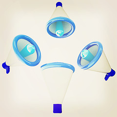 Image showing Loudspeakers as announcement icon. Illustration on white . 3D il