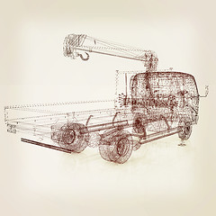 Image showing 3d model truck. 3D illustration. Vintage style.