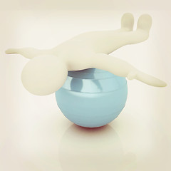 Image showing 3d man exercising position on fitness ball. My biggest pilates s