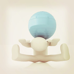 Image showing 3d man exercising position on fitness ball. My biggest pilates s