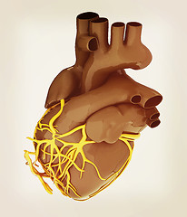 Image showing Human heart. 3D illustration. Vintage style.