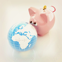 Image showing global saving . 3D illustration. Vintage style.