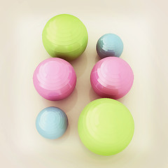 Image showing Fitness balls. 3D illustration. Vintage style.