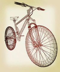 Image showing bicycle as a 3d wire frame object isolated. 3D illustration. Vin