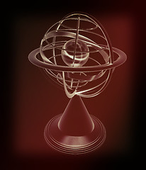 Image showing Terrestrial globe model . 3D illustration. Vintage style.