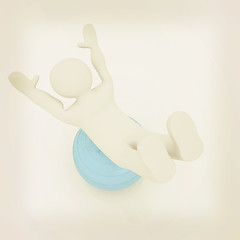 Image showing 3d man exercising position on fitness ball. My biggest pilates s