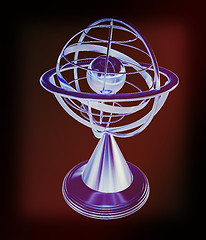 Image showing Terrestrial globe model . 3D illustration. Vintage style.