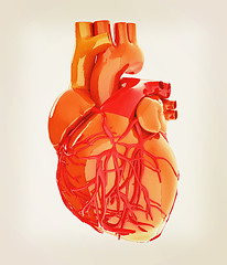 Image showing Human heart. 3D illustration. Vintage style.