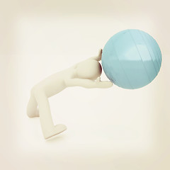 Image showing 3d man exercising position on fitness ball. My biggest pilates s