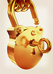 Image showing Vintage old padlock unlocked. 3D illustration. Vintage style.