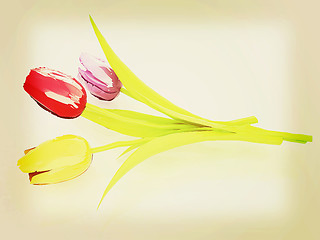 Image showing Tulip flower. 3D illustration. Vintage style.