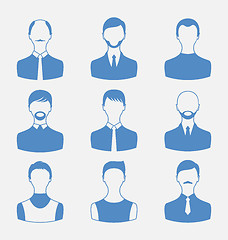 Image showing Avatars set front portrait of males isolated on white background