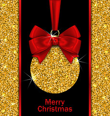 Image showing Glitter Card with Christmas Ball 