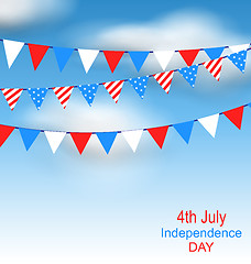 Image showing Hanging Bunting Pennants in National American Colors for Independence Day