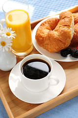 Image showing Breakfast served on a tray