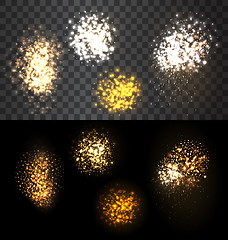 Image showing Festive set firework bursting various shapes sparkling