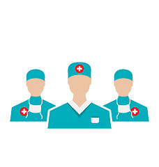 Image showing Icons set of medical employees in modern flat design style, isol