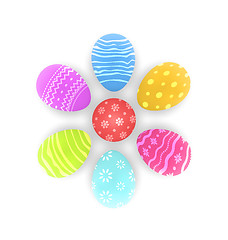 Image showing Easter set painted ornamental eggs with shadows