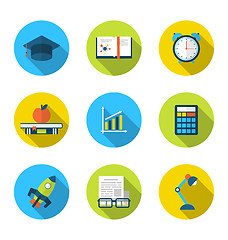 Image showing Flat icons of elements and objects for high school and college e