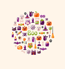 Image showing Halloween Colorful Flat Icons. Party Background