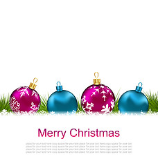 Image showing Christmas Greeting Card with Colorful Glass Balls