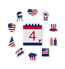 Image showing Icons Set USA Flag Color Independence Day 4th of July