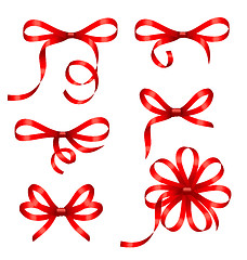 Image showing Collection Red Gift Bows Isolated