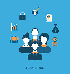 Image showing Concept of teamwork of business people leading, flat icons of bu