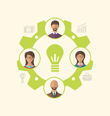 Image showing Idea of teamwork and success, business people enclosed in cogwhe