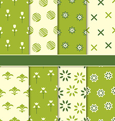 Image showing Collection of 8 Seamless Abstract Floral Ecologic Pattern