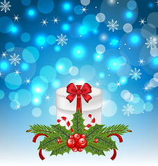 Image showing Christmas gift box with holiday decoration 