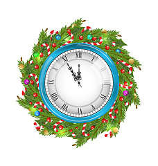Image showing Christmas Wreath with Clock