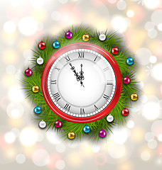 Image showing Christmas Wreath with Clock