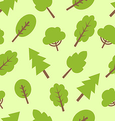 Image showing Seamless pattern with different trees in flat style