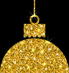 Image showing Christmas Ball with Golden Sparkle Surface