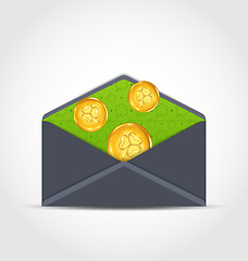Image showing Open envelope with golden coins for St. Patrick\'s Day