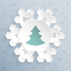 Image showing Christmas greeting with snowflake shaped hexagons