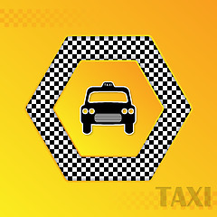 Image showing Checkered taxi background with cab silhouette in center