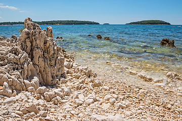Image showing Beautiful rocky beach in Istria, Croatia