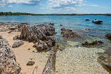 Image showing Pathway on the beautiful rocky beach in Istria