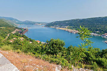 Image showing Aerial panoramic view to the seaport in Croatia