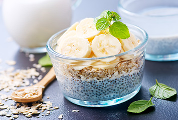 Image showing milk with chia seeds and banana