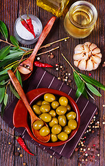 Image showing green olives