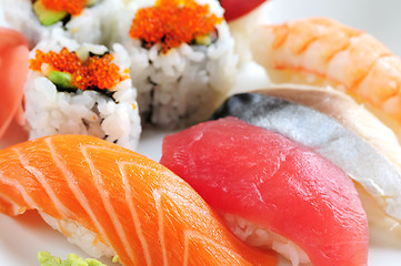 Image showing Sushi and california rolls