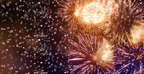 Image showing bright sparkling multicolor fireworks and confetti