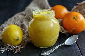 Image showing Jar with lemon custard.