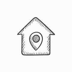 Image showing House with pointer sketch icon.