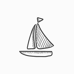 Image showing Sailboat sketch icon.