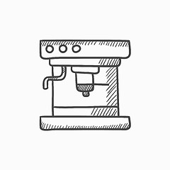 Image showing Coffee maker sketch icon.